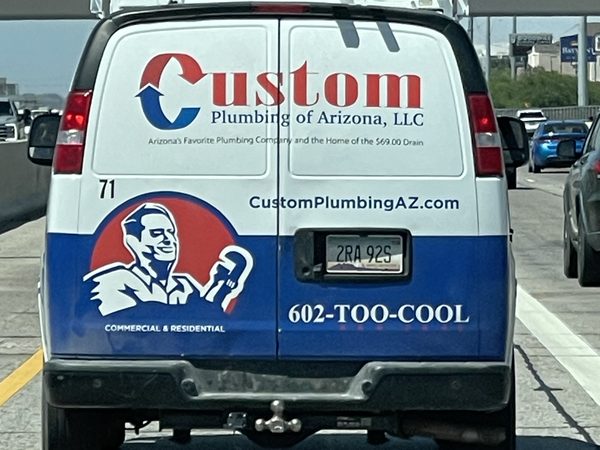 Custom Plumbing of Arizona 602-TOO-COOL van, Phoenix AZ